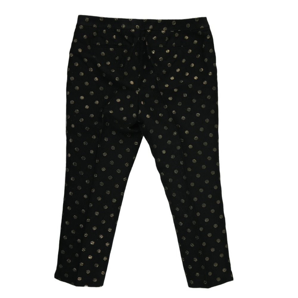 RSVP by Talbots Ankle Pants Women's Size 16 Black Gold Metallic Polka Dot Slim